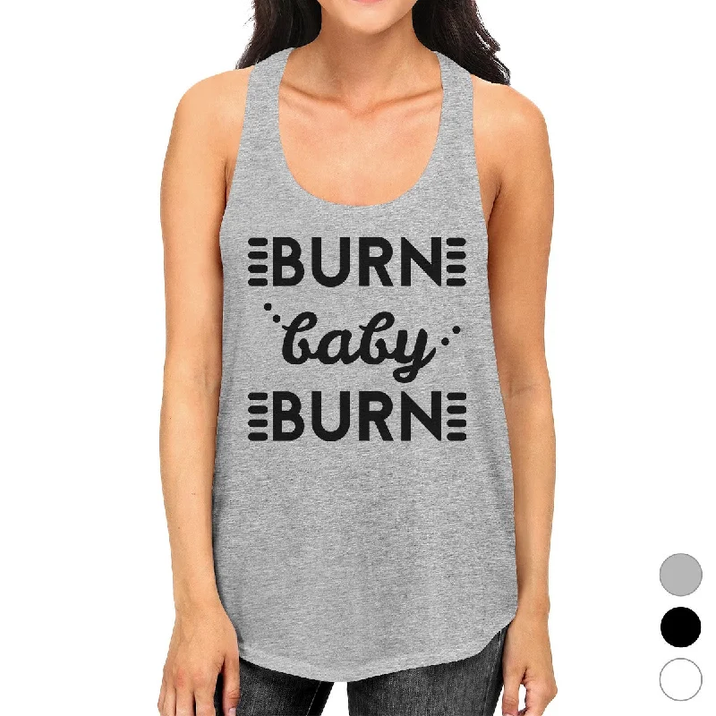 Women's Luxury Garments Burn Baby Womens Racerback Graphic Tank Top For Workout Gym Tanks