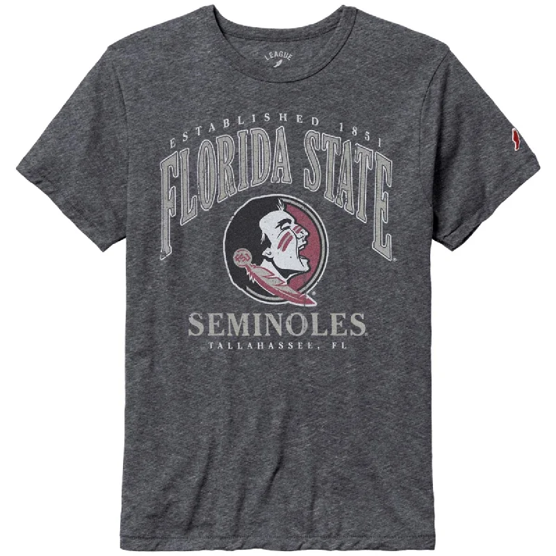 Women's Trendy Casual Clothes League Men's Florida State Seminoles/Seminole Logo Design Tri-blend Short Sleeve T-shirt - Slate