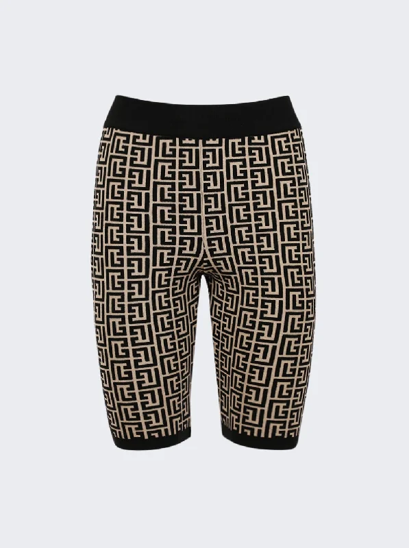 Dive Into Trendy Styles Balmain Monogram Cyclist Shorts Black