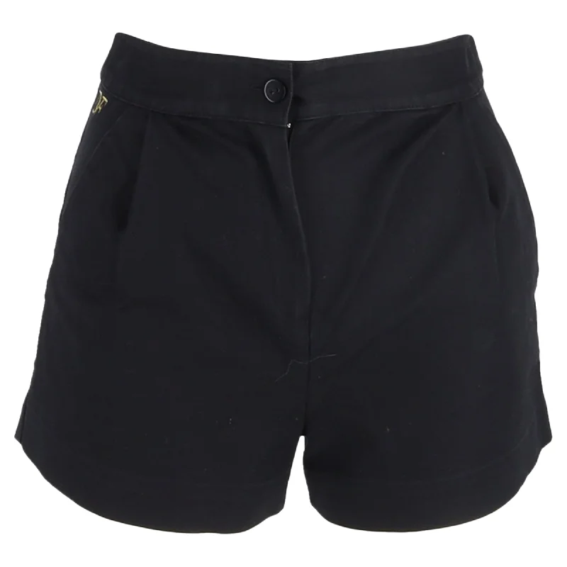 Formal Garments For Women Diane von Furstenberg Logo Embroidered Shorts in Black Cotton