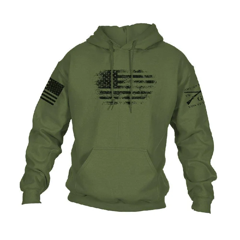 Sporty Fashion Offers Vintage American Hoodie - Military Green