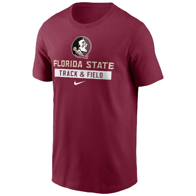 Women's Clothes And Apparel Sets Nike Men's Seminole Logo/Florida State Track & Field Design Short Sleeve Cotton T-shirt - Garnet