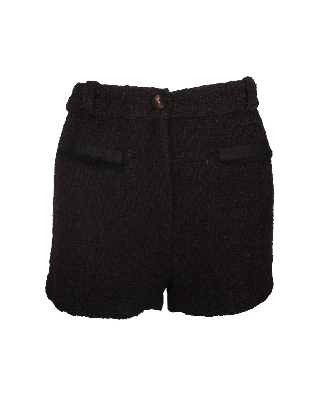 Women's Elegant Evening Attire Ba&sh High-Waisted Shorts in Black Wool