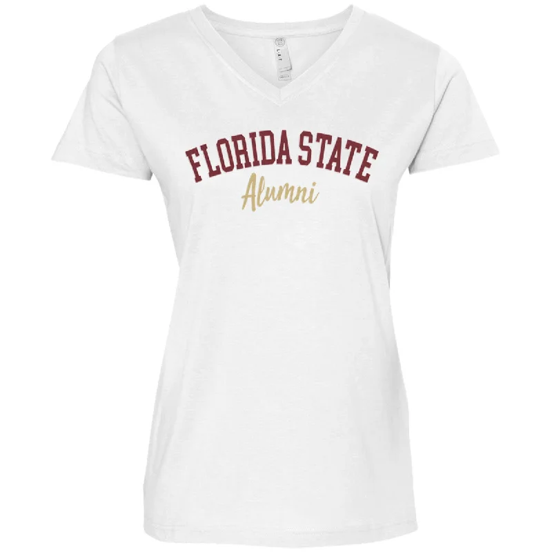 Women's Transitional Clothes Women's V-neck Short Sleeve T-shirt with Florida State Alumni