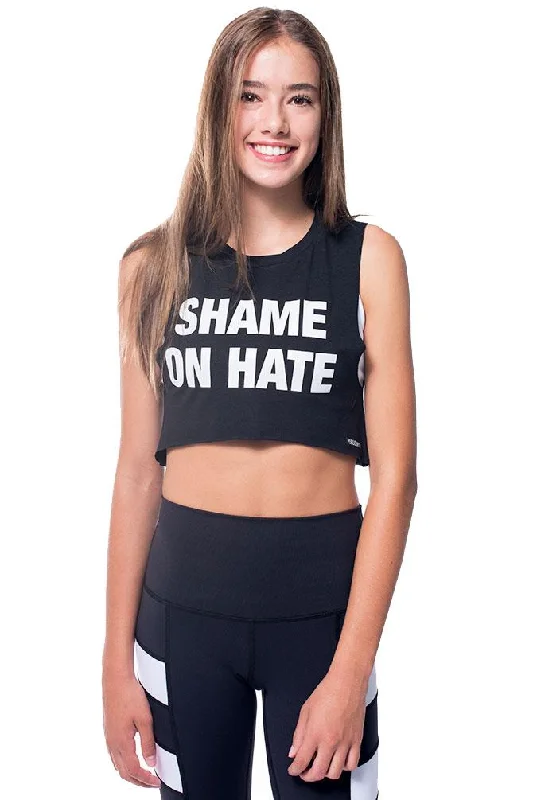 Women's Effortless Casual Outfit Shame On Hate Muscle Crop Tank