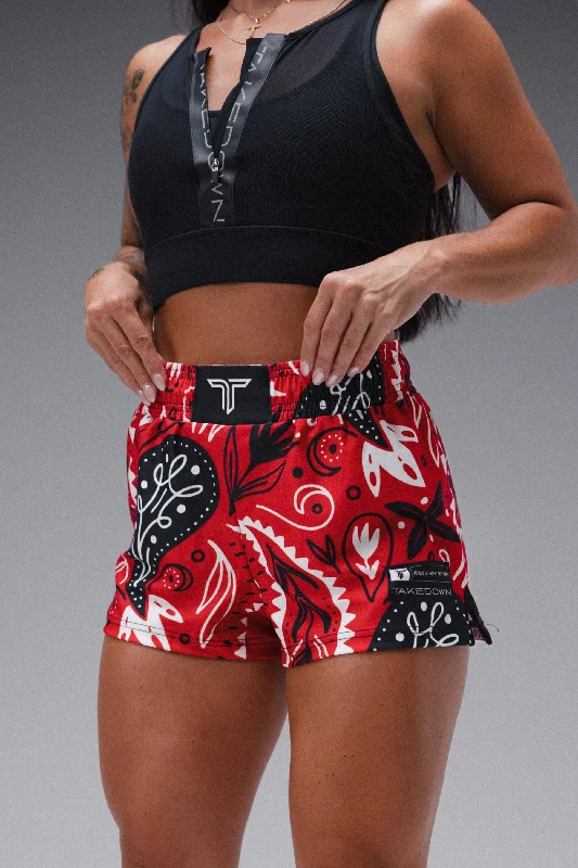 Get The Latest Trends Bandana Women's Fight Shorts (3" Inseam) - Red