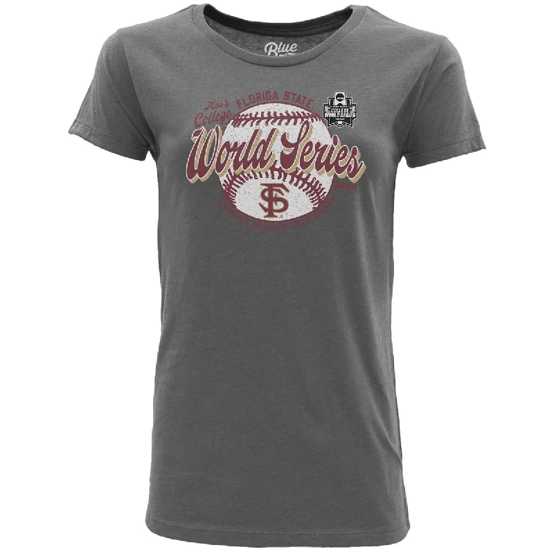 Affordable Women's Attire Blue 84 Women's Florida State World Series Design Short Sleeve T-shirt - Grey