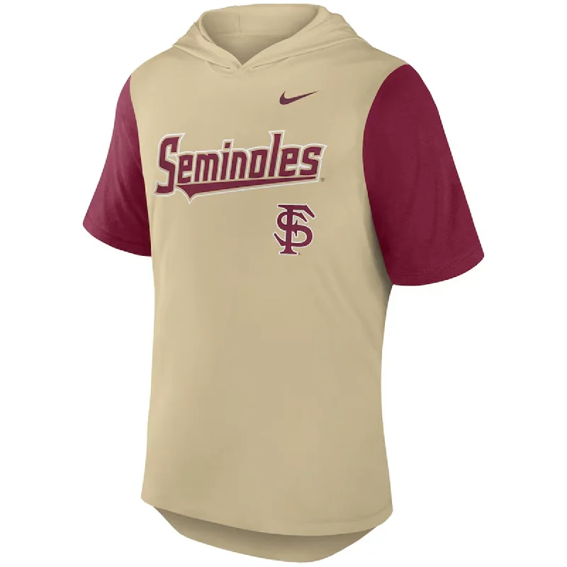 Chic Trend Collection Nike Men's Tri-Blend Short Sleeve Hoodie T-shirt with Seminoles Interlock FS Baseball Design