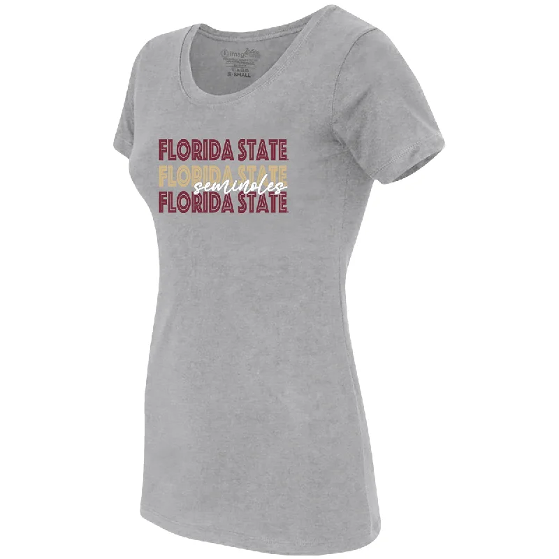 Women's Elegant Formal Outfit Image One Women's Repeat Florida State Seminoles Design Short Sleeve T-shirt - Grey