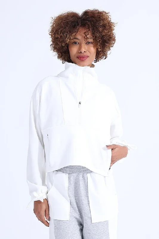 Women's Chic Apparel White Modal Zip Sweatshirt