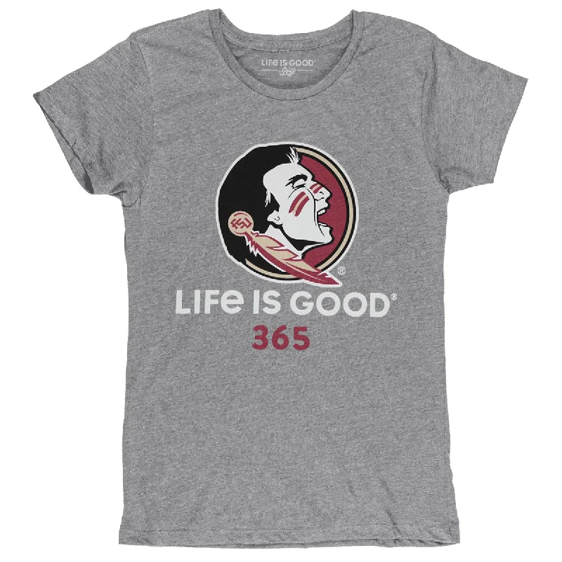 Women's Office Attire Blue 84 Women's Seminole Logo Life is Good 365 Design Short Sleeve T-shirt - Heather Grey