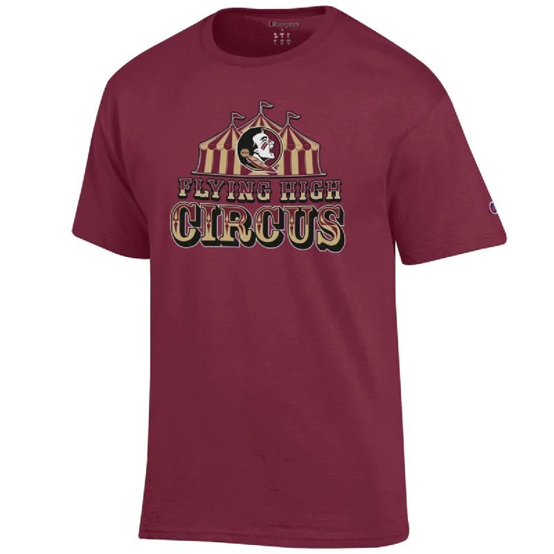 Affordable Luxury Women's Garments Champion Men's Flying High Circus Seminole Logo Design Short Sleeve T-shirt - Garnet