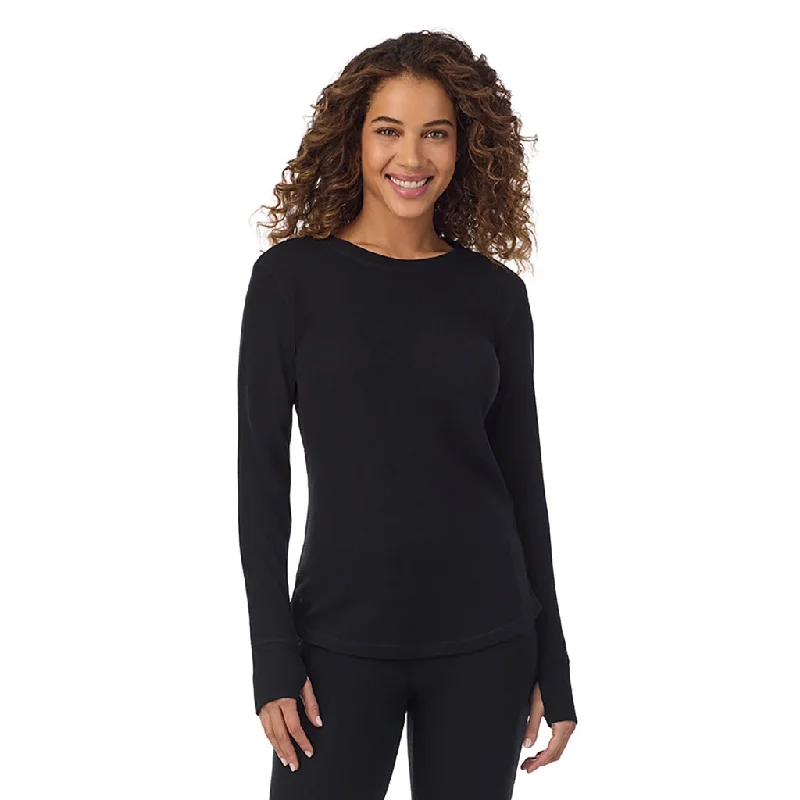 Stylish Women's Attire Cozy Stretch Thermal Long Sleeve Crew