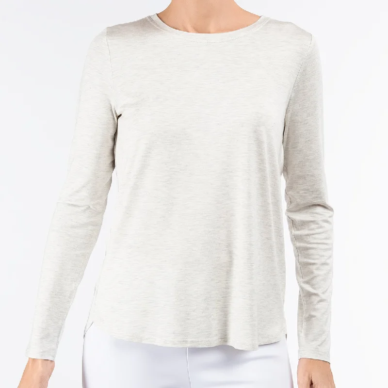 Fashionable Women's Clothing Yoke Relaxed Tee in Pale Silver