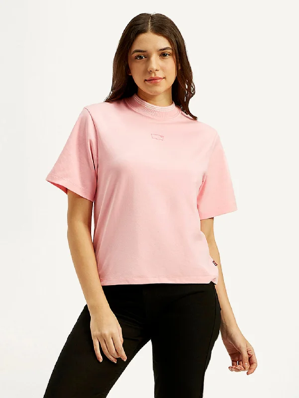 Women's Comfy Loungewear Outfit Women's Solid Collar Neck T-shirt