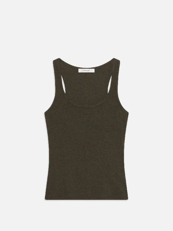 Women's Evening Wear Attire Rib Scoop Neck Tank -- Rich Military Heather