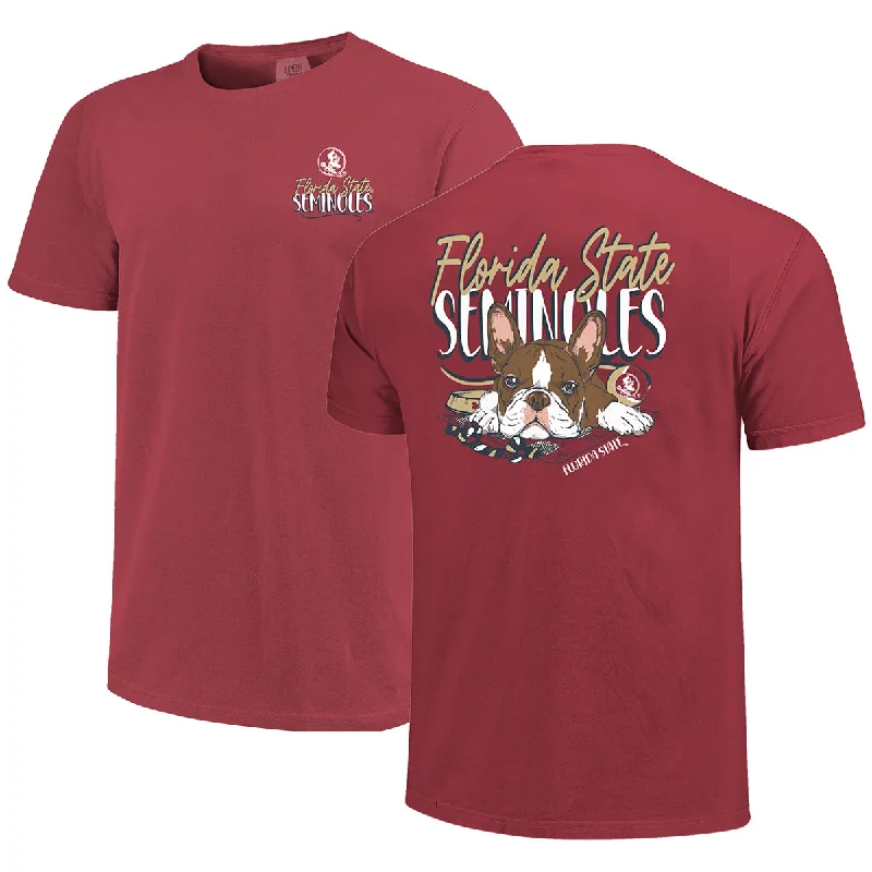 Stylish Outerwear Clothes For Women Image One Comfort Colors Florida State Seminoles Dog Design Short Sleeve T-shirt - Brick