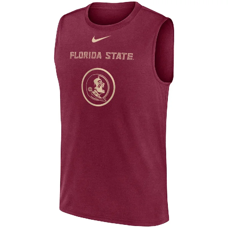 Women's Plus-Size Casual Outfit Nike Men's Florida State/Seminole Logo Dri-fit Sleeveless Basketball Practice T-shirt - Garnet