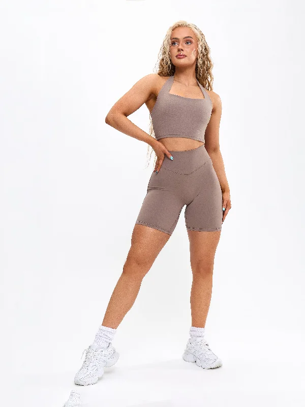 Hot Sale Revolution Halter Crop - Chai Latte