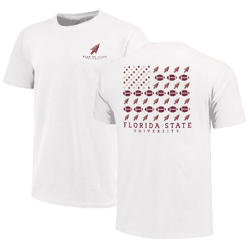 Women's Travel Outfit Set Image One Men's Florida State University Arrowhead Flag Design Short Sleeve T-shirt - White