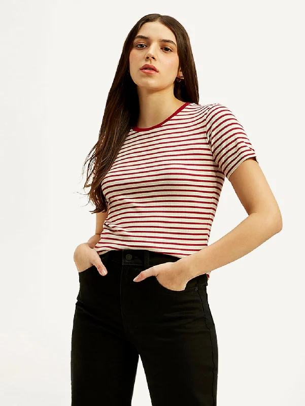 Elegant Women's Attire Women's Striped Slim Fit T-shirt