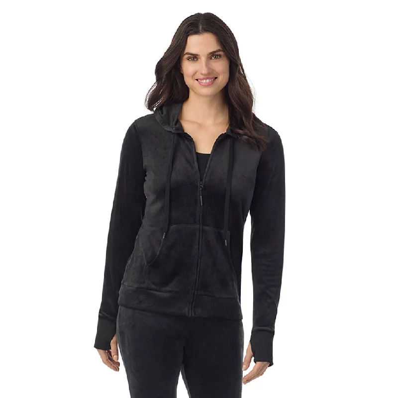 Women's Elegant Outfit Stretch Velour Full Zip Hoodie