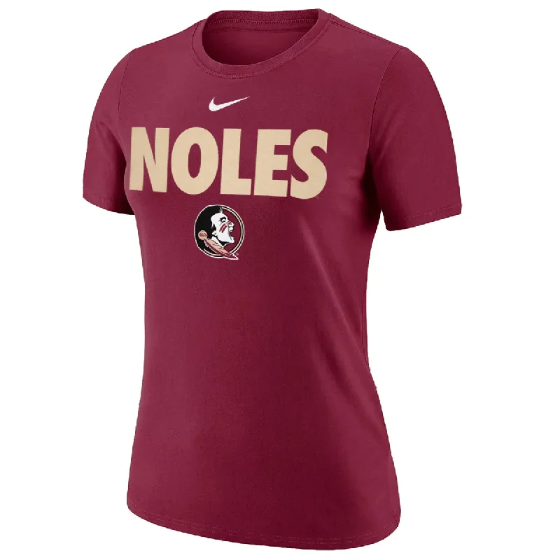 Women's Elegant Evening Outfit Nike Women's Noles/Seminole Logo Design Cotton Short Sleeve T-shirt - Garnet