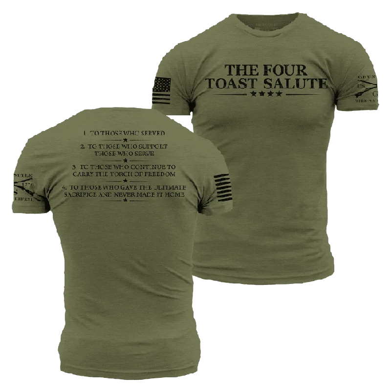 Women's Comfortable Clothes For Weekends The Four Toast Salute T-Shirt - Military Green