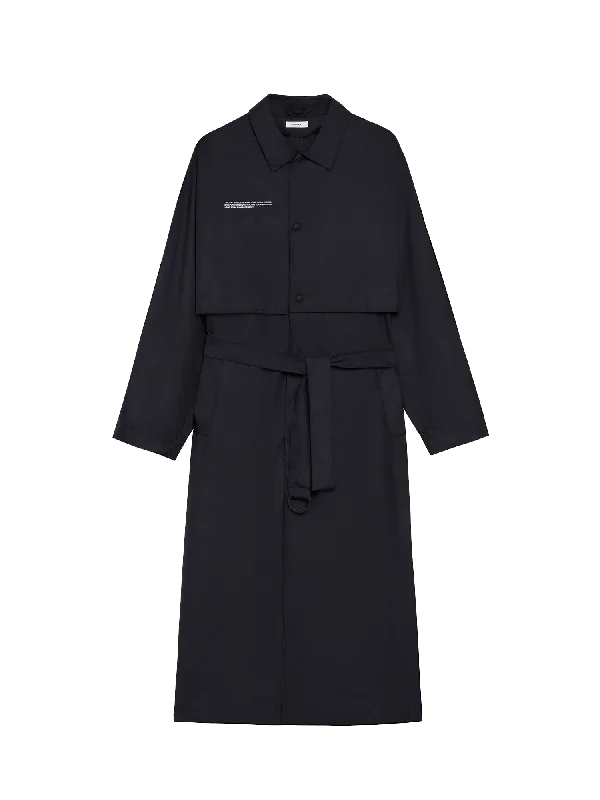 Women's Outerwear Clothing Womens Recycled Nylon Trench Coat—black