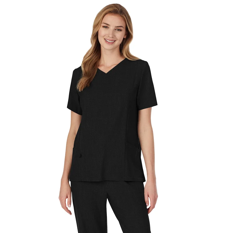 Women's Holiday Attire Womens Scrub V-Neck Top with Side Pockets