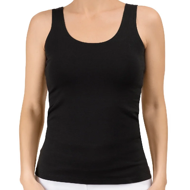 Women's Vintage-Inspired Clothing Long Tank Top in Black (C)