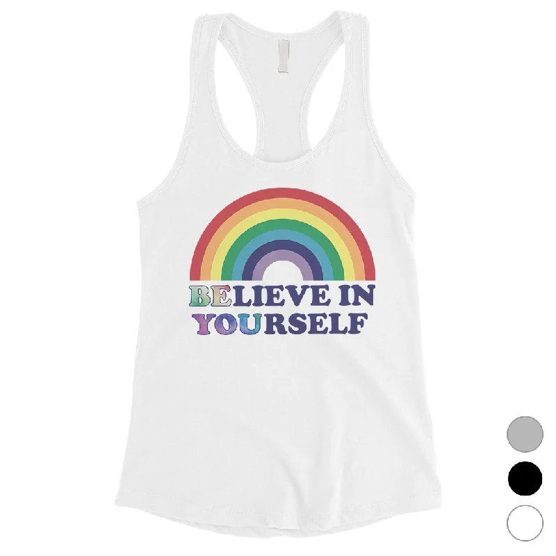 Women's Clothing LGBT Be You Believe Rainbow Womens Tank Top