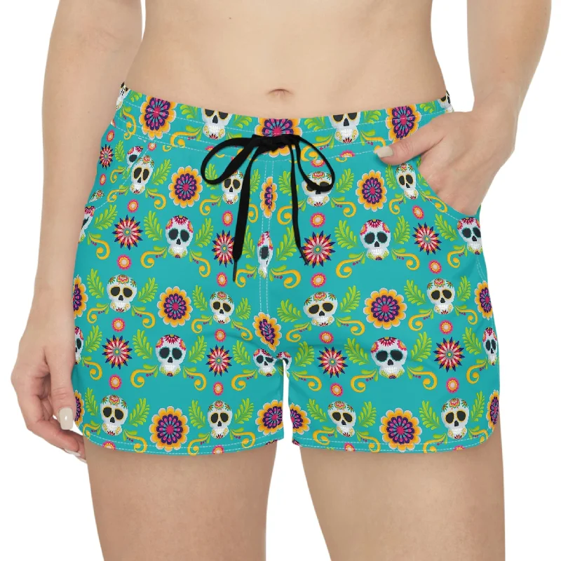 Women's Stylish Outdoor Outfit Women's Skull Sunflowers Casual Shorts