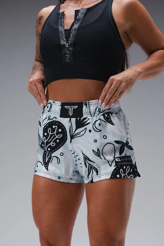 Bid Farewell To The Old Season Bandana Women's Fight Shorts (3" Inseam) - Ice