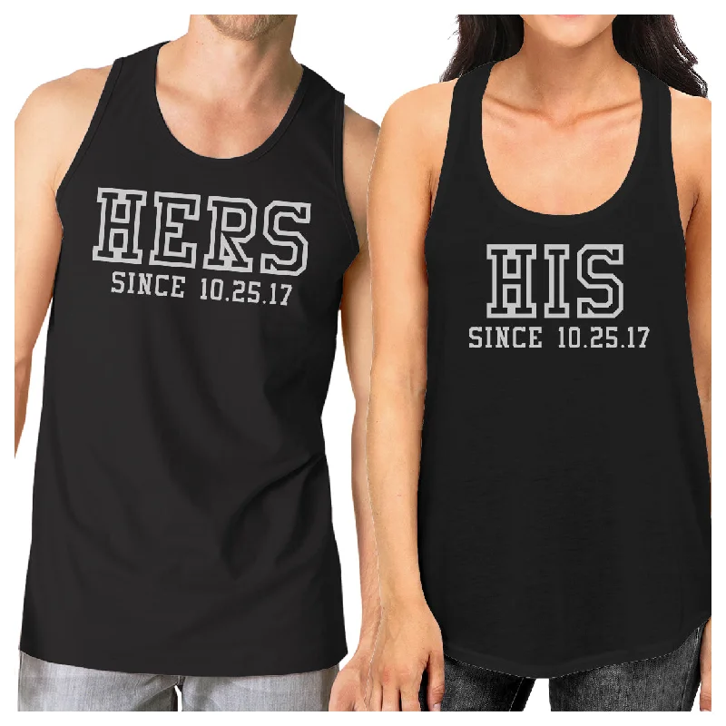 Chic Women's Garments Hers And His Since Custom Matching Couple Black Tank Tops