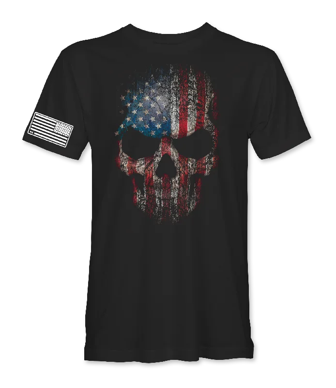 Women's Stylish Outdoor Outfit USA Flag Skull T-Shirt