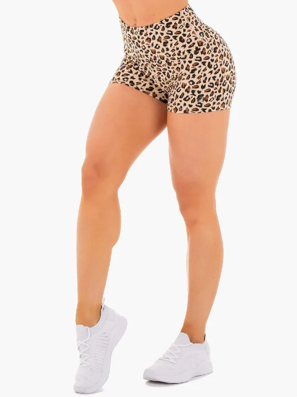 Women's Evening Clothes Adapt High Waisted Scrunch Shorts - Nude Leopard