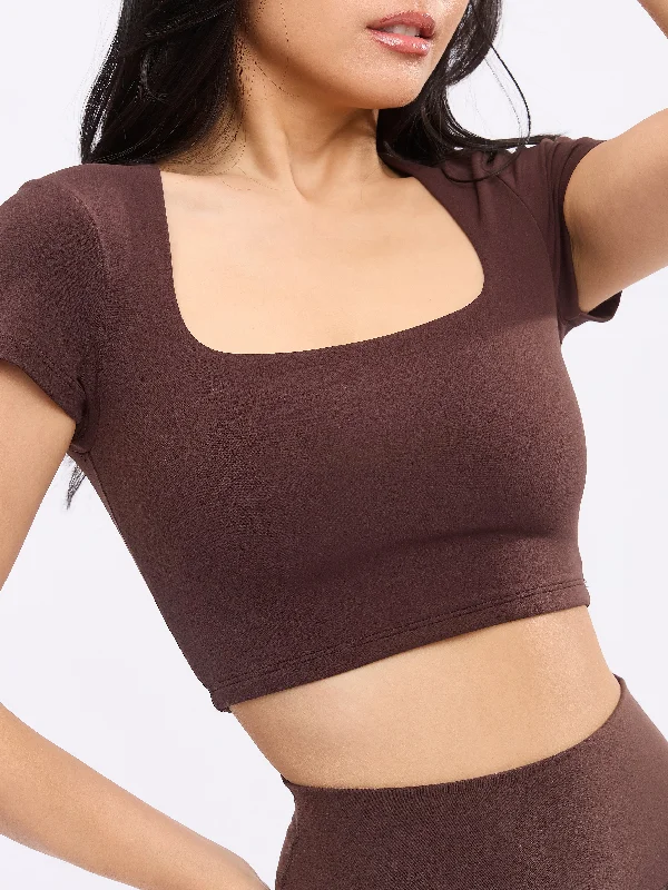 Women's Occasion Wear Clothes Butter Crop Top - Journey Dark Brown