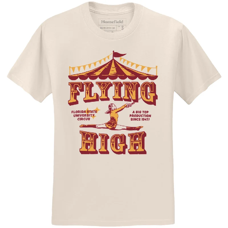 Classic Modern Offers Homefield Adult/Unisex Vault Flying High Circus Design Short Sleeve T-shirt - Cream