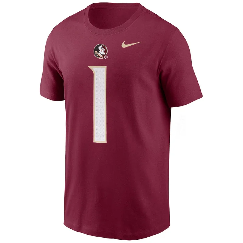 Women's Luxury Garments Nike Men's Seminole Logo #1 Short Sleeve Jersey T-shirt - Garnet