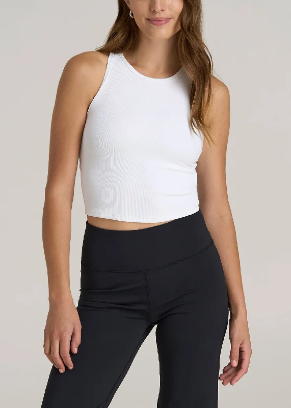 Daily Deals Cropped Ribbed Tank Top for Tall Women in White