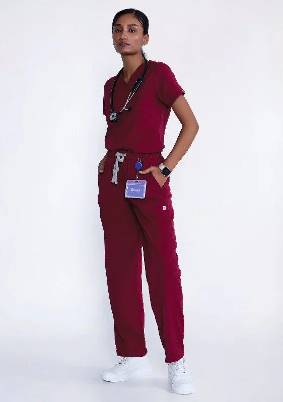 Women's Casual Wear Outfit Classic Women's V-Neck (Maroon) New Gen Scrub