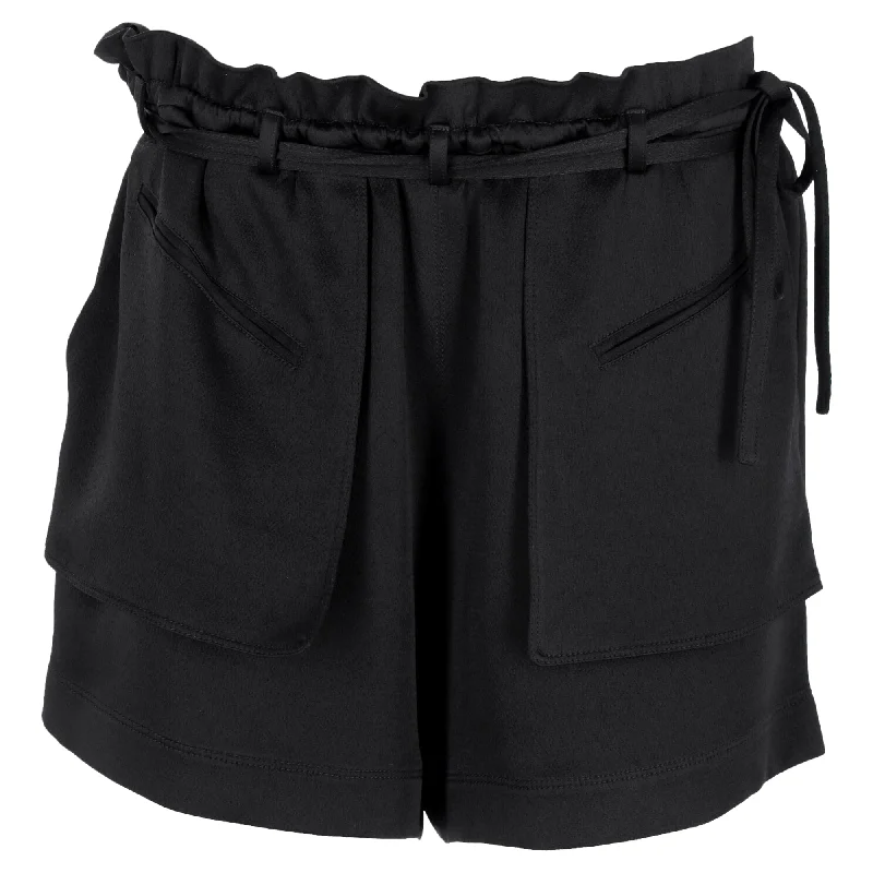 Women's High-Fashion Outfit Valentino Garavani  Paperbag Shorts in Black Viscose