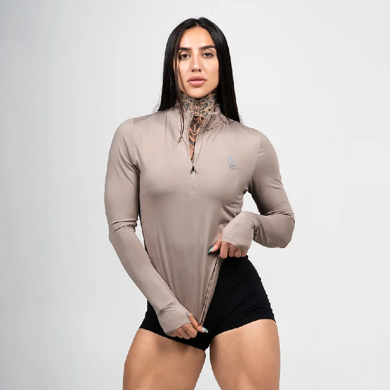 Women's Casual Wear Clothes Women's Performance Quarter Zip - Taupe