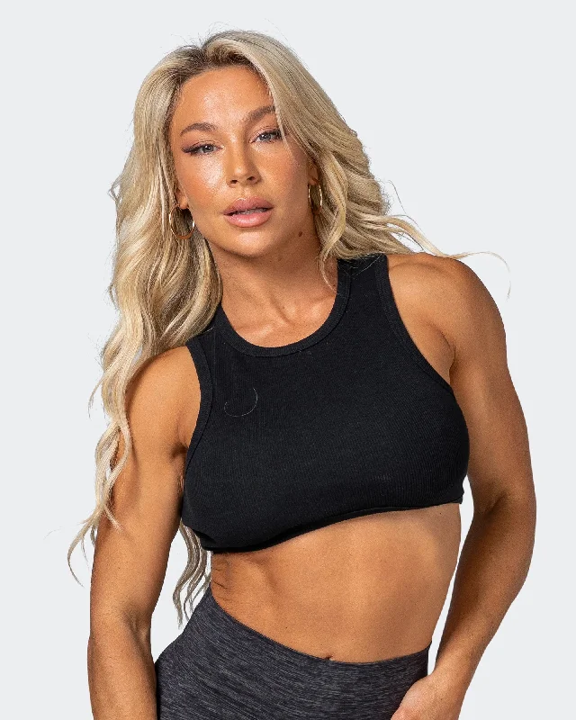 Limited Time Flash Sale HBxMN Bliss Rib Cropped Tank - Black