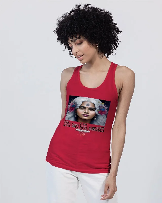 Casual Outfit For Women Promoting Indian women with silver grey hair Unisex Jersey Tank | Bella + Canvas