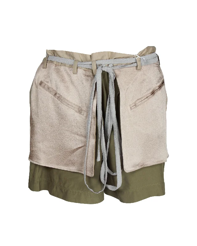 Timeless Women's Outfit Valentino Trouser Shorts in Olive Satin