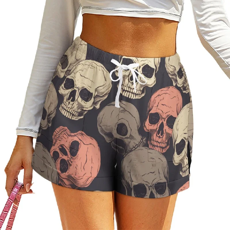 Swimwear Summer Blowout Women's Skulls High Waist Loose Elastic Waist Shorts