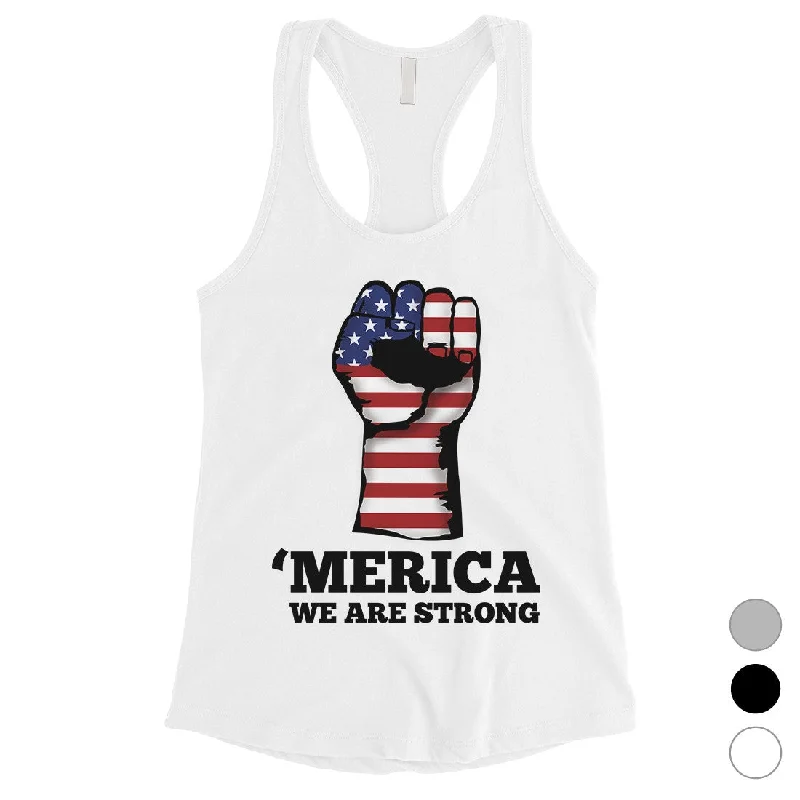 Flash Sale Now Merica We Strong Womens Workout Tank Top Cute 4th Of July Outfits