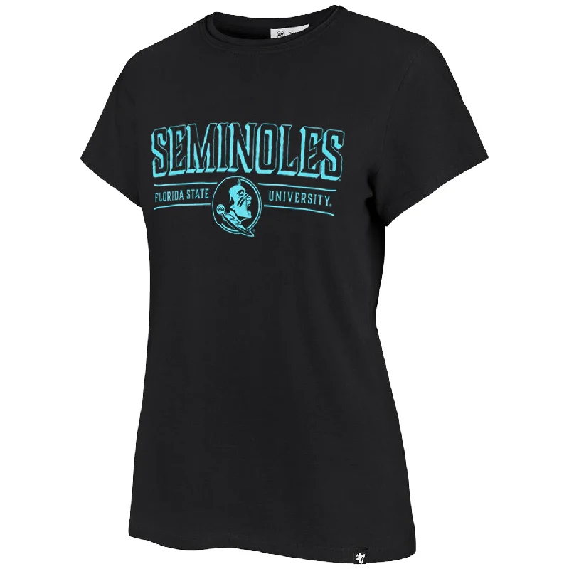 Women's Evening Attire 47 Brand Women's Seminoles/Florida State University/Seminole Logo Turquoise Design Short Sleeve T-shirt - Black